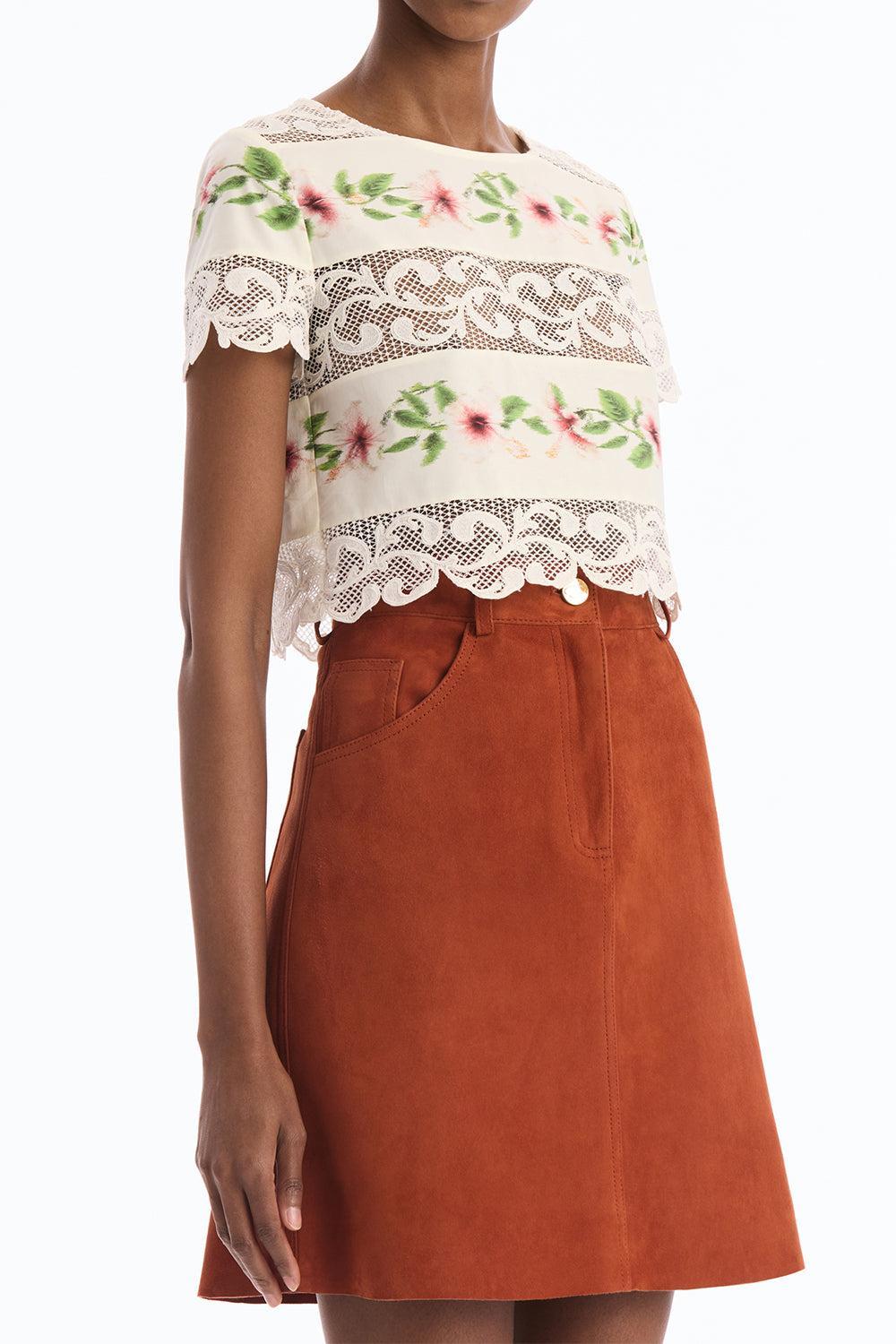 Hibiscus Floral Poplin Blouse-CREAM-4-CLOTHINGTOPBLOUSE-OSCAR DE LA RENTA