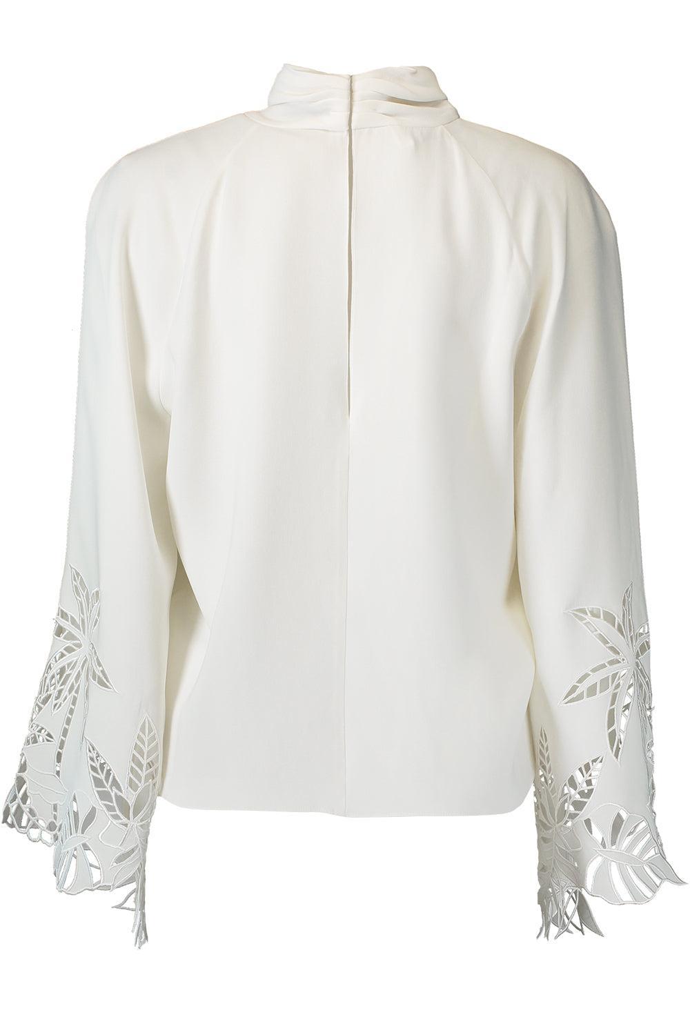 Palm Tree Cutout Georgette Blouse-CREAM-4-CLOTHINGTOPBLOUSE-OSCAR DE LA RENTA