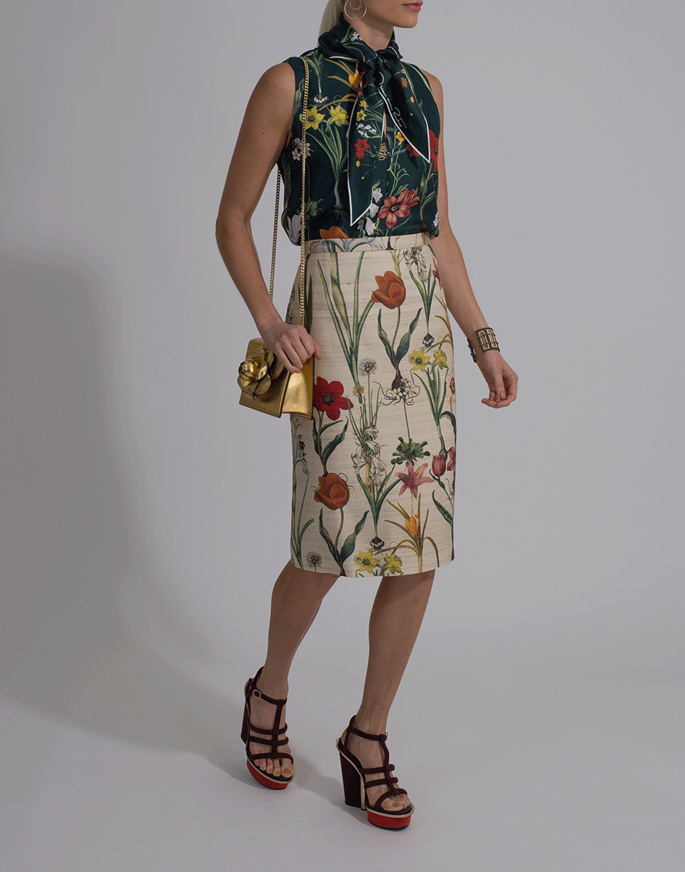 OSCAR DE LA RENTA-Floral Neck Tie Blouse-