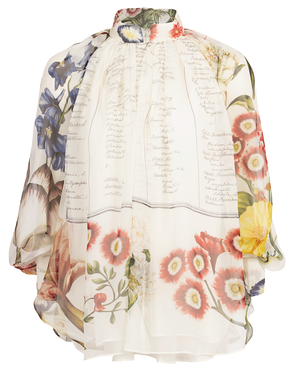 OSCAR DE LA RENTA-Printed High Neck Blouse-