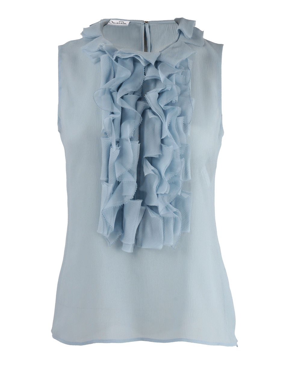 OSCAR DE LA RENTA-Sleeveless Ruffle-Front Chiffon Blouse-