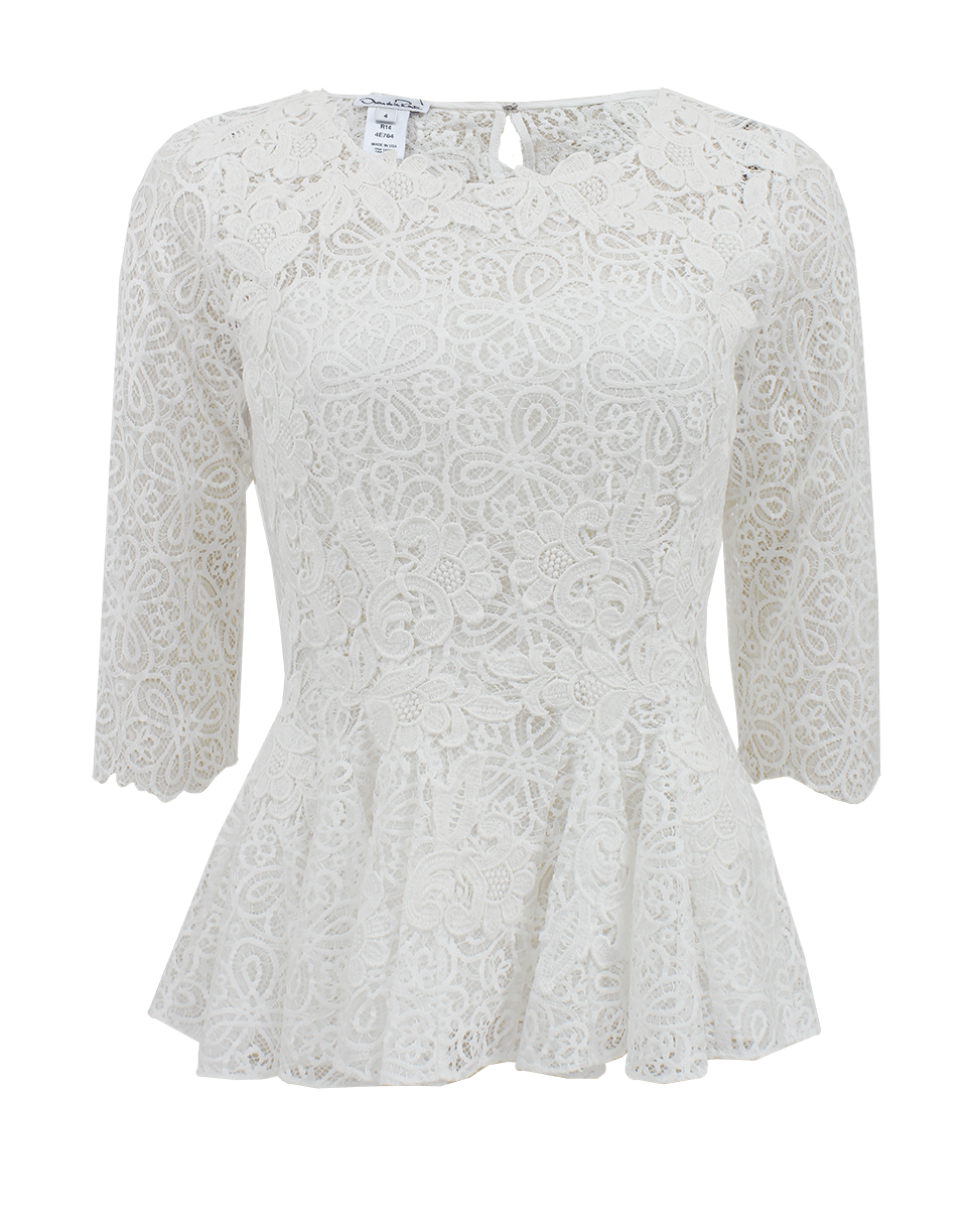 OSCAR DE LA RENTA-Jewelneck Lace Blouse-