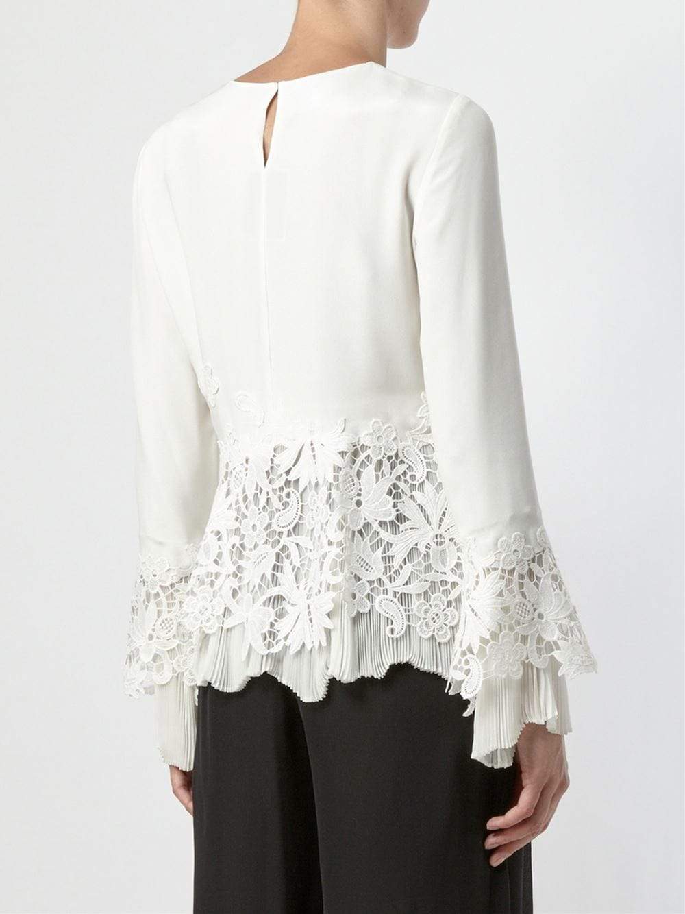 OSCAR DE LA RENTA-Lace Appliqué Blouse-