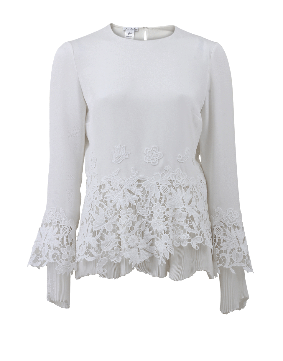 OSCAR DE LA RENTA-Lace Appliqué Blouse-