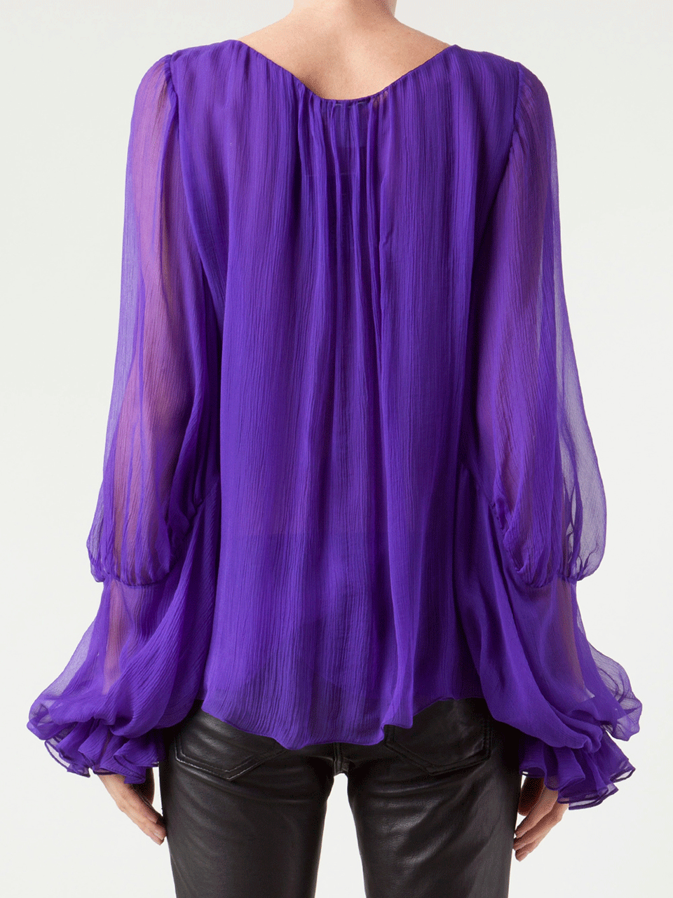 OSCAR DE LA RENTA-Full Sleeve Tie Neck Blouse-MULBERRY