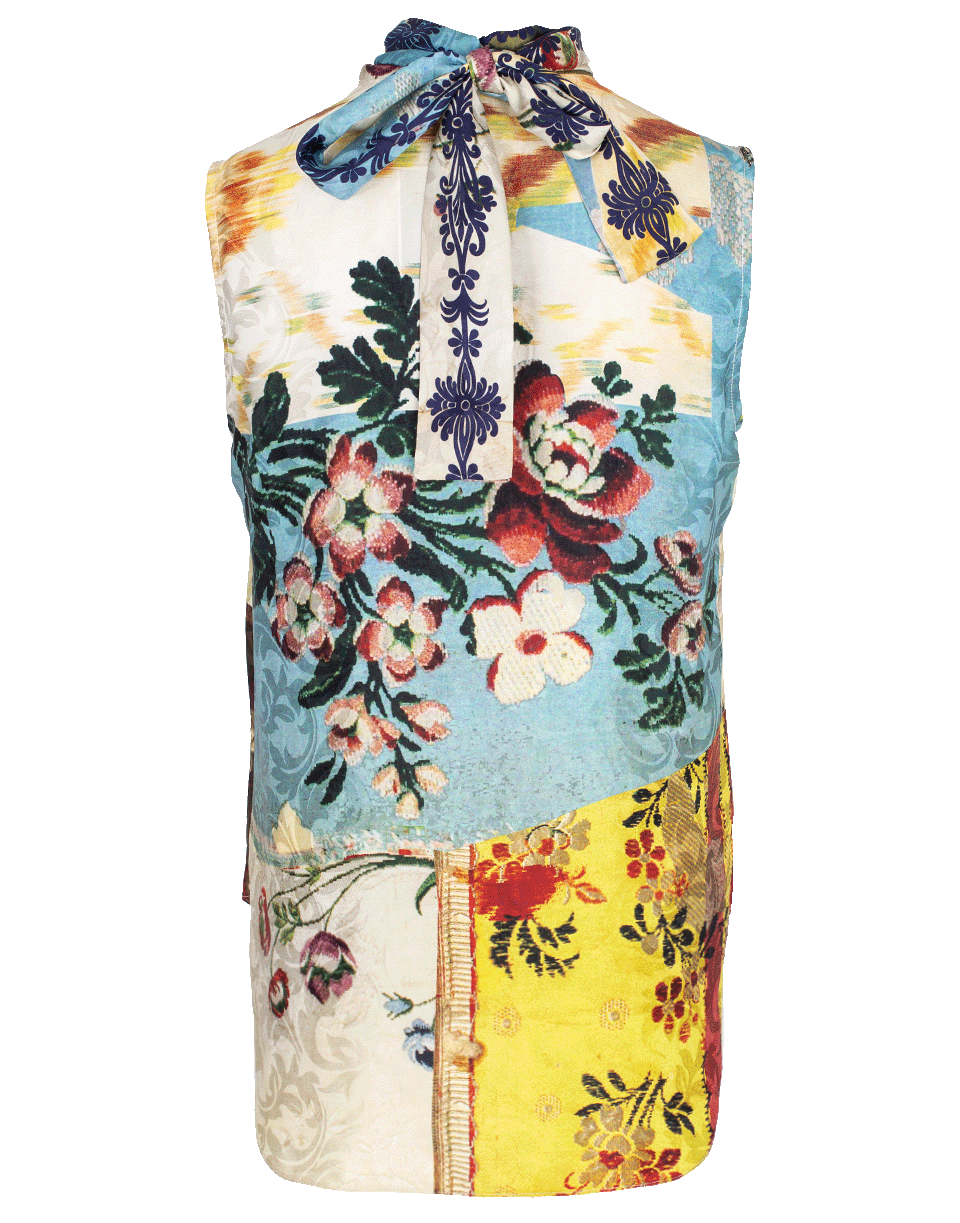 OSCAR DE LA RENTA-Patchwork Silk-Jacquard Blouse-