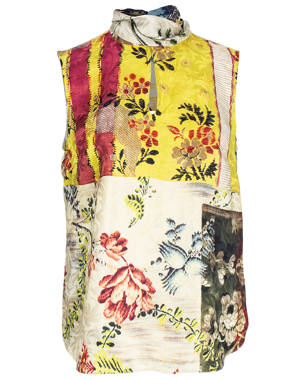OSCAR DE LA RENTA-Patchwork Silk-Jacquard Blouse-
