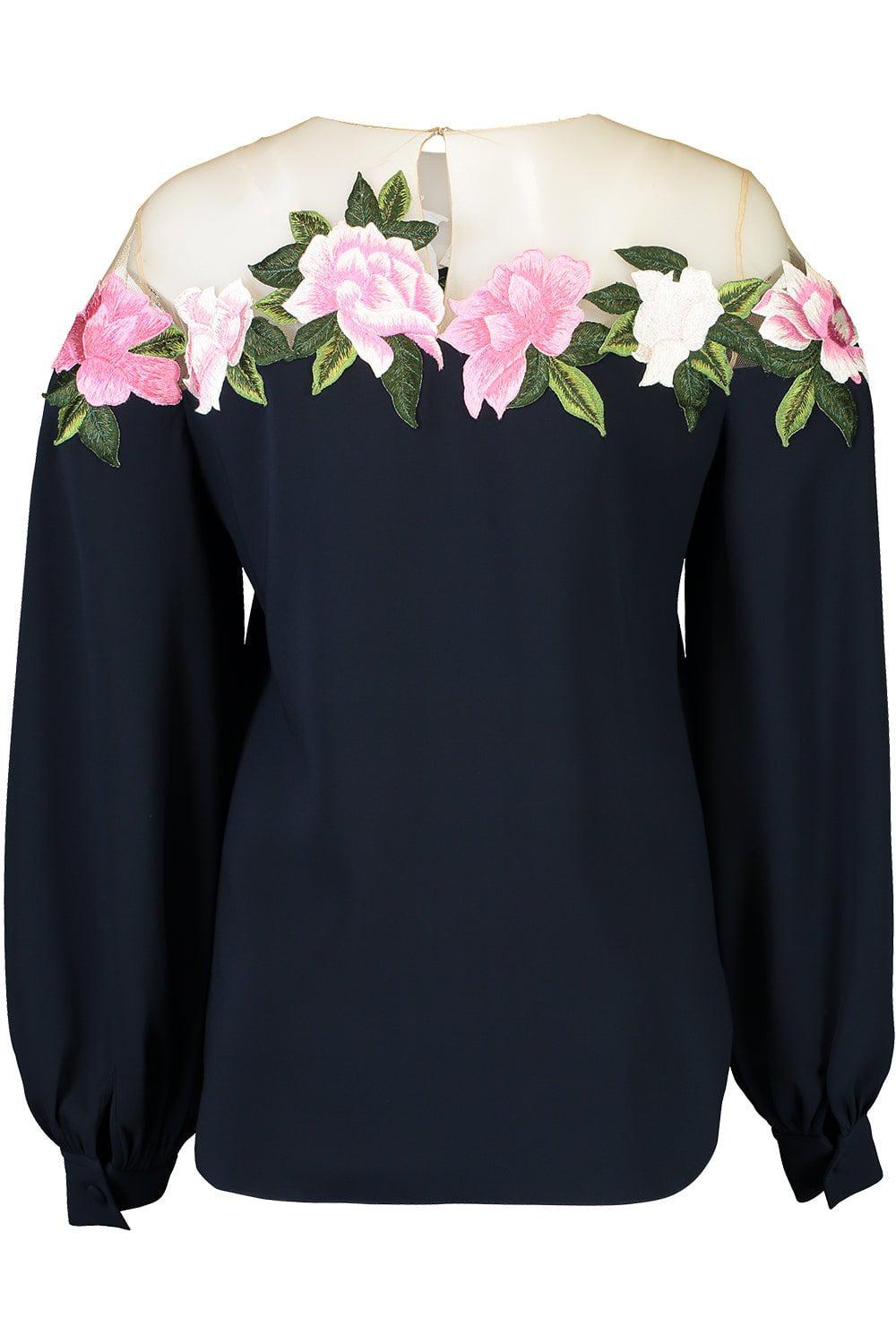 OSCAR DE LA RENTA-Illusion Neck Blouse-