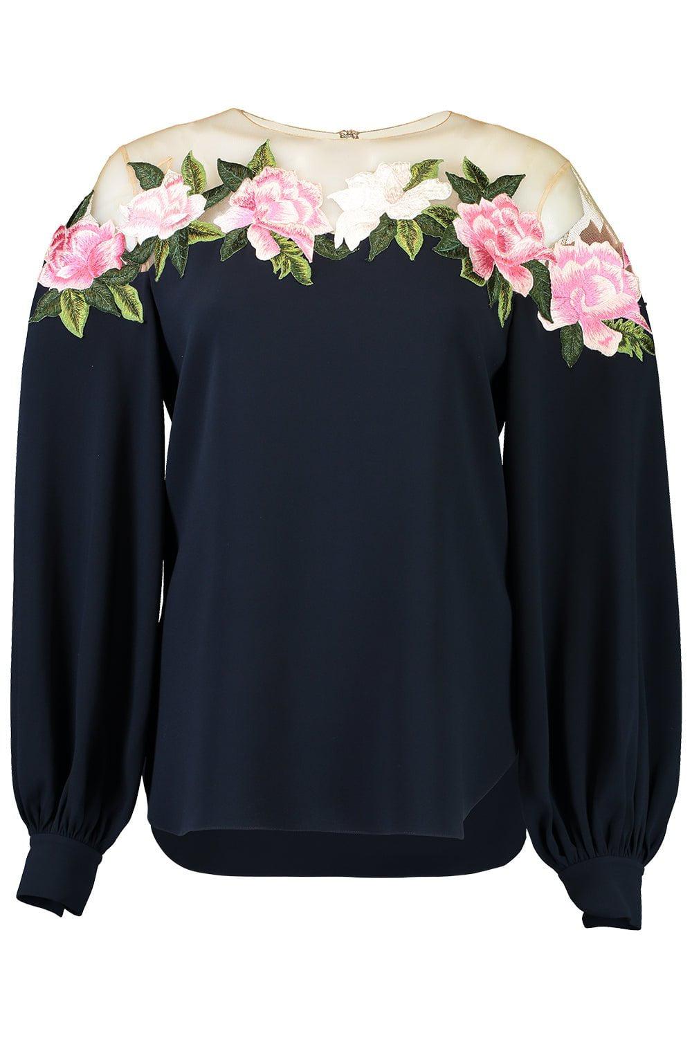 OSCAR DE LA RENTA-Illusion Neck Blouse-