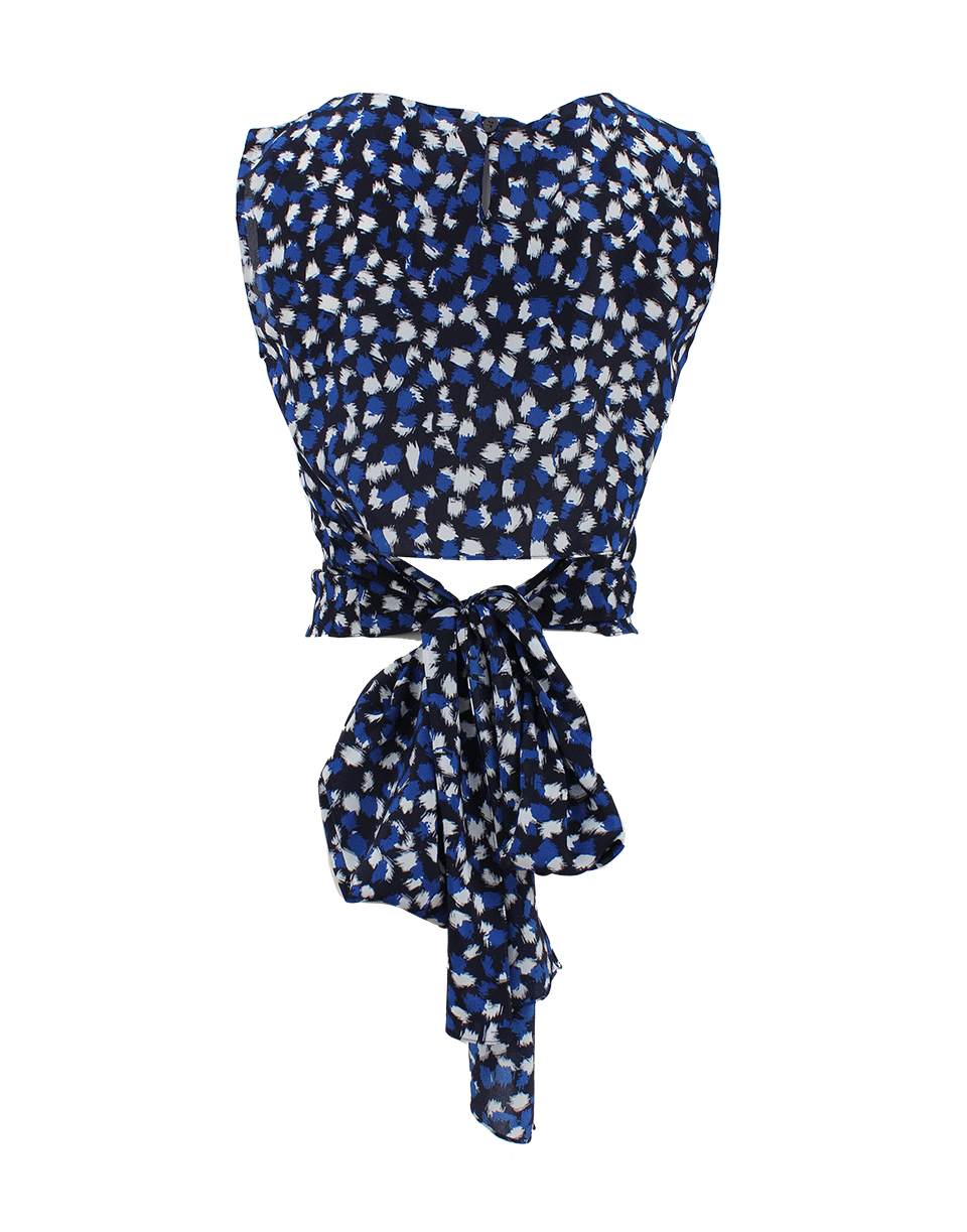 OSCAR DE LA RENTA-Sleeveless Wrap Around Polka Dot Blouse-