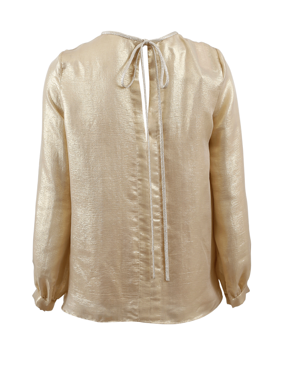 OSCAR DE LA RENTA-Lamé Back Tie Blouse-PALE GLD