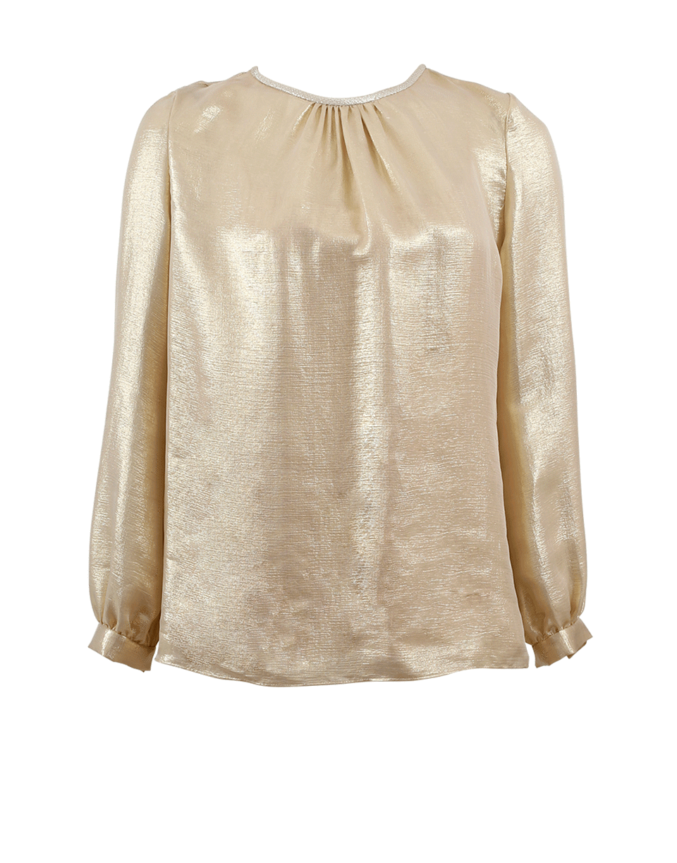 OSCAR DE LA RENTA-Lamé Back Tie Blouse-PALE GLD