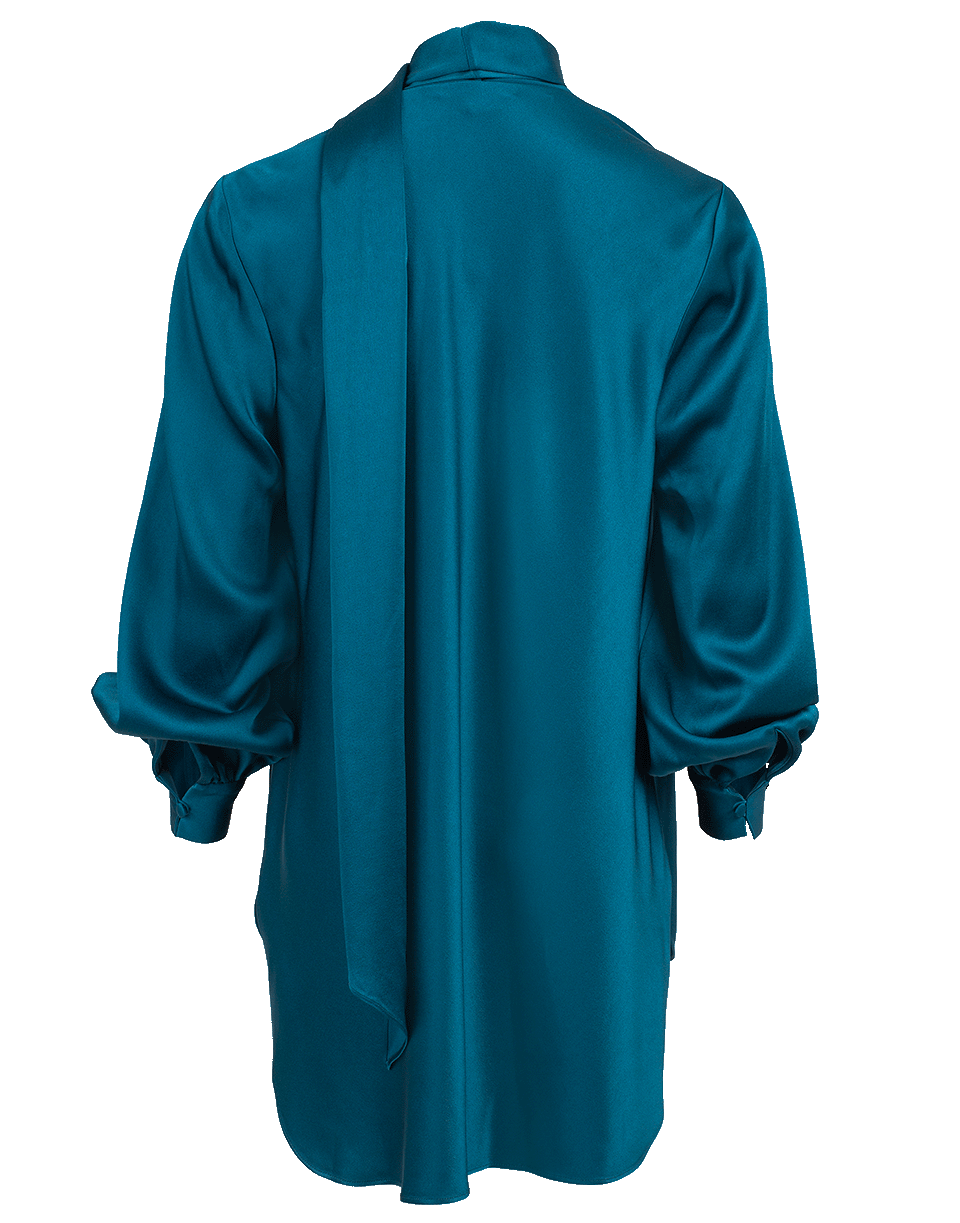OSCAR DE LA RENTA-Satin Neck Tie Blouse-