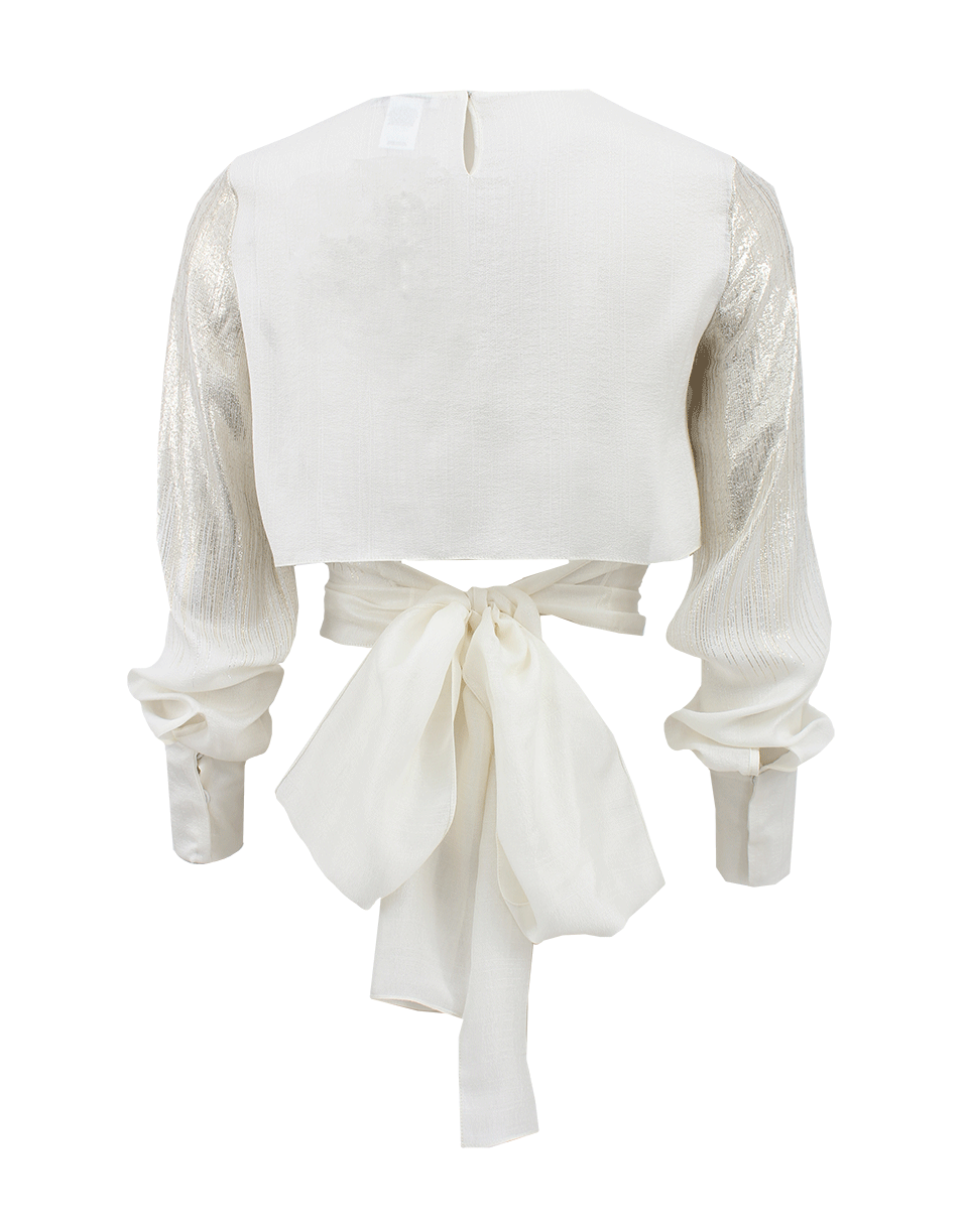 OSCAR DE LA RENTA-Long Sleeve Wrap Around Blouse-