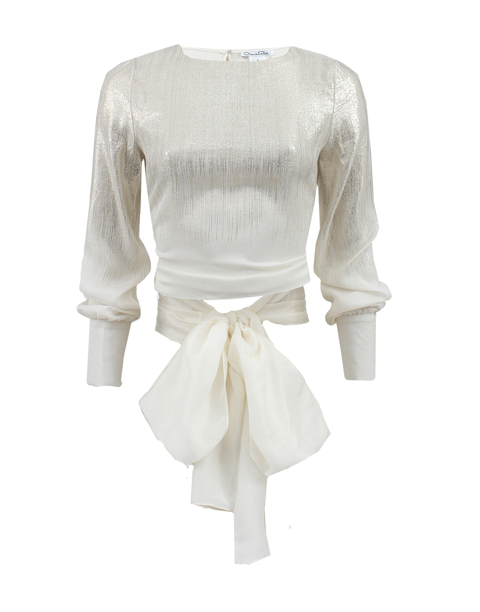 OSCAR DE LA RENTA-Long Sleeve Wrap Around Blouse-