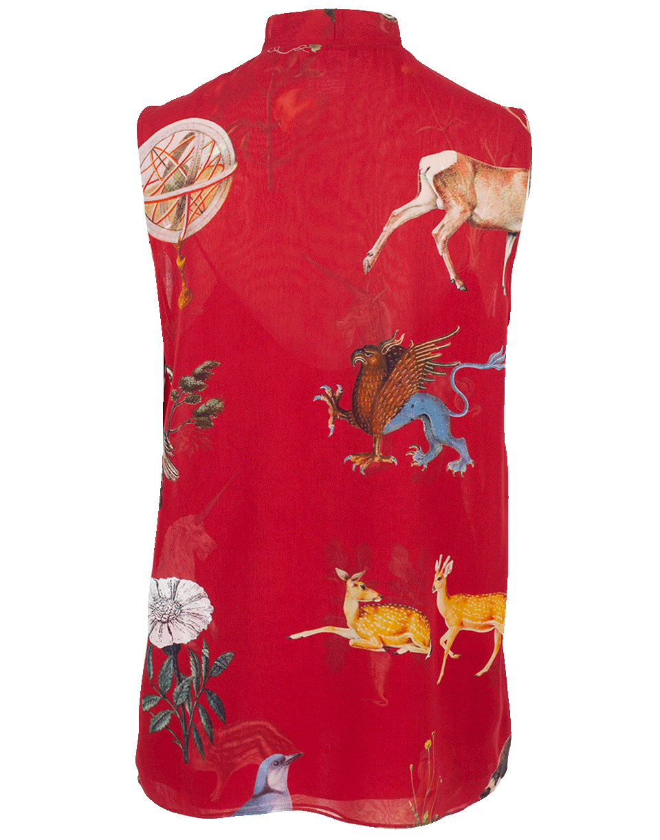 OSCAR DE LA RENTA-Enchanted Forest Chiffon Blouse-