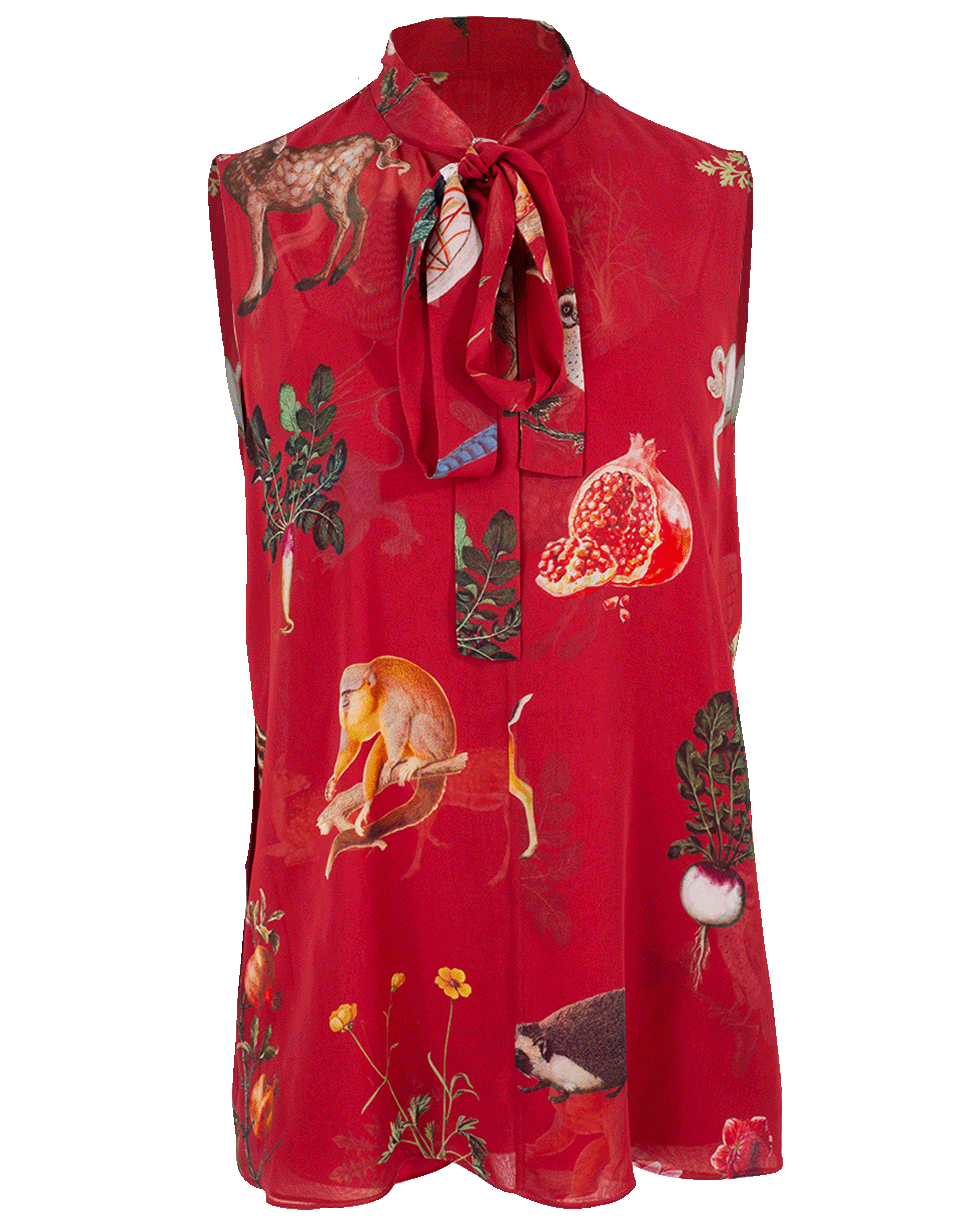OSCAR DE LA RENTA-Enchanted Forest Chiffon Blouse-