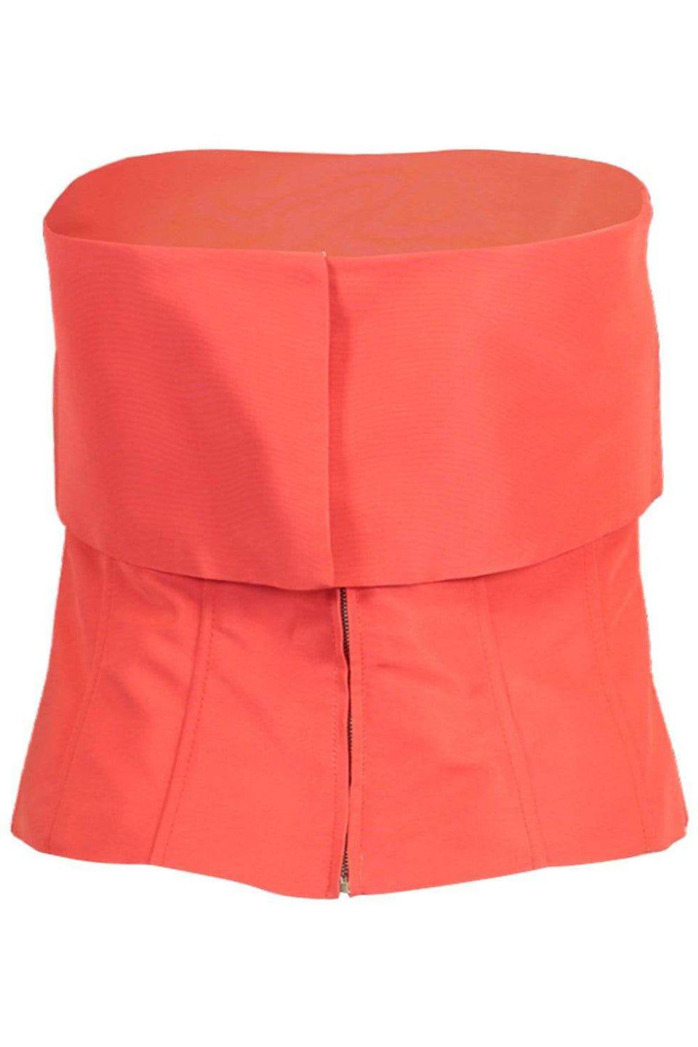 OSCAR DE LA RENTA-Strapless Zip Back Top-RED