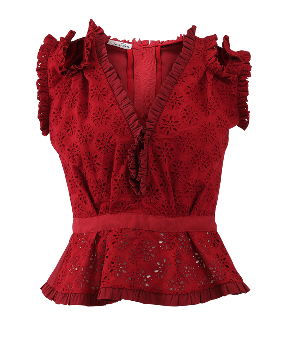 OSCAR DE LA RENTA-Eyelet Cut-Out Blouse-