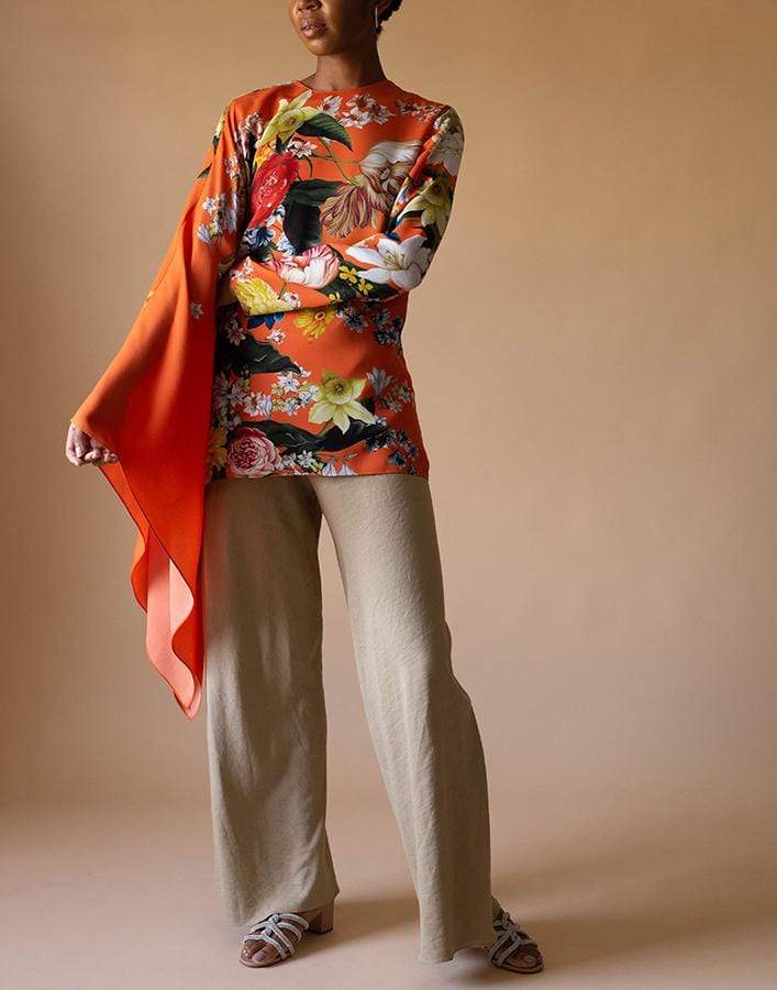 OSCAR DE LA RENTA-Silk Twill Printed Blouse-