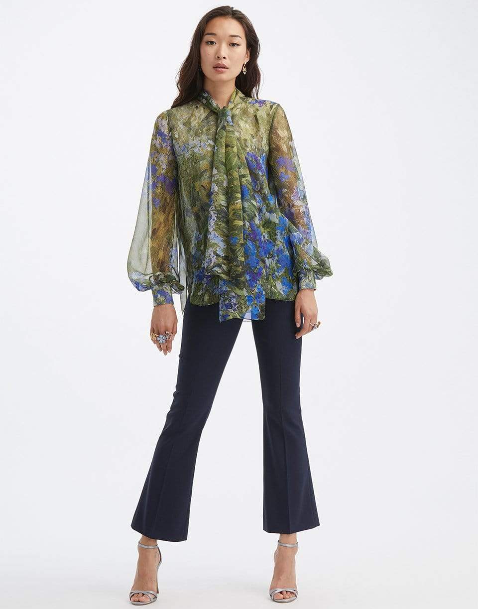 OSCAR DE LA RENTA-Long Sleeve Tie Blouse-