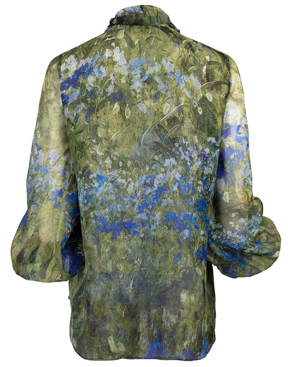 OSCAR DE LA RENTA-Long Sleeve Tie Blouse-