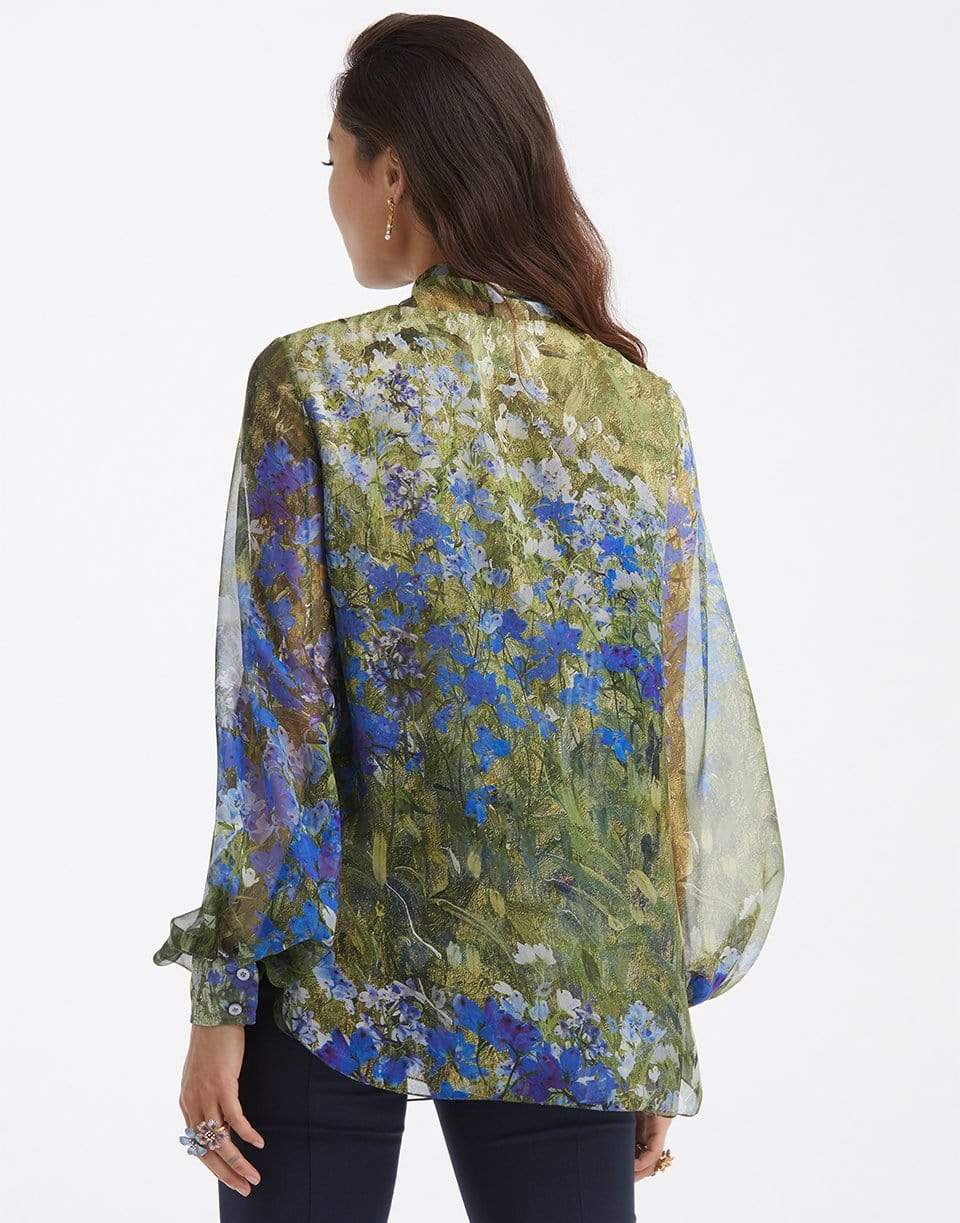 OSCAR DE LA RENTA-Long Sleeve Tie Blouse-