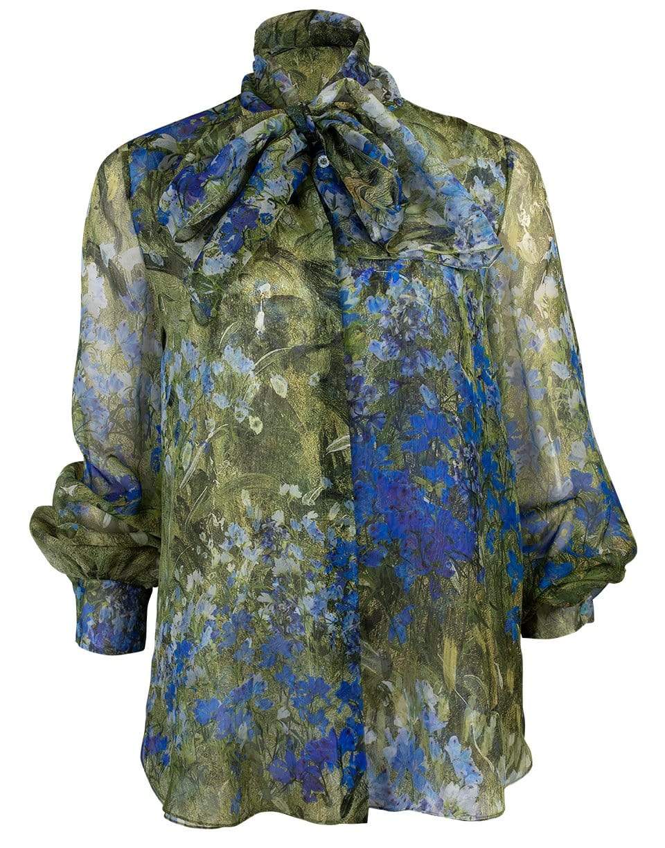 OSCAR DE LA RENTA-Long Sleeve Tie Blouse-