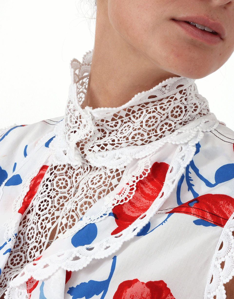 OSCAR DE LA RENTA-Lace Poppy Blouse-