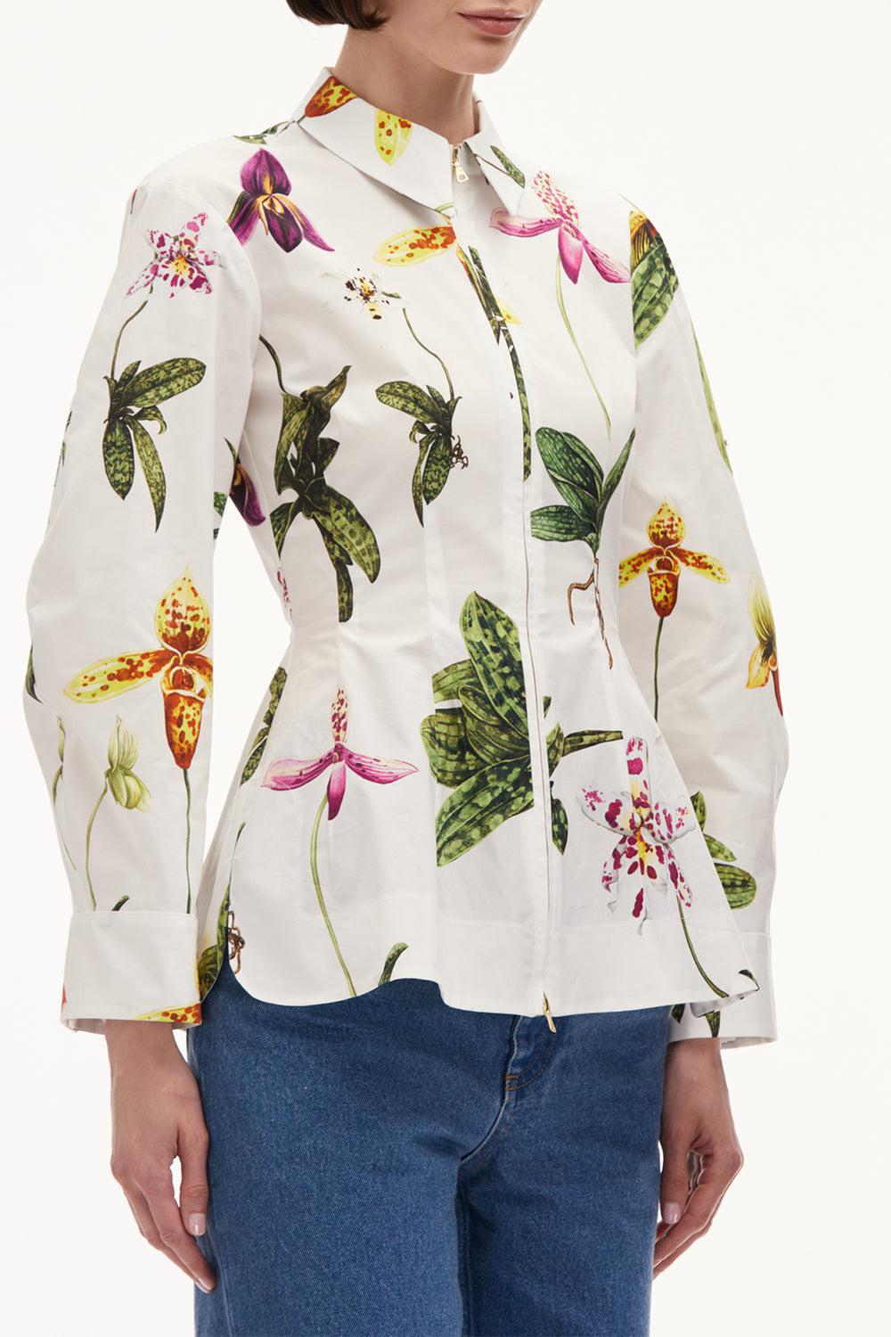 OSCAR DE LA RENTA-Zip Front Orchid Blouse-