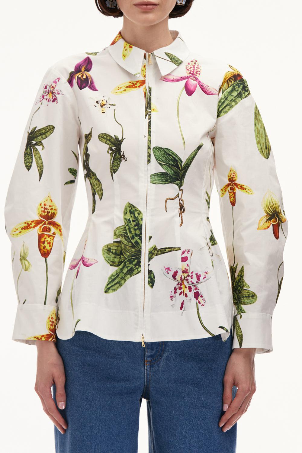 OSCAR DE LA RENTA-Zip Front Orchid Blouse-