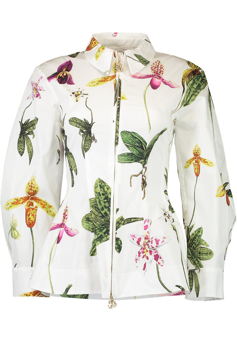 OSCAR DE LA RENTA-Zip Front Orchid Blouse-