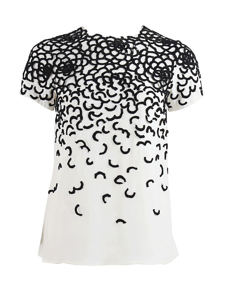 OSCAR DE LA RENTA-High Neck Sequin Blouse-