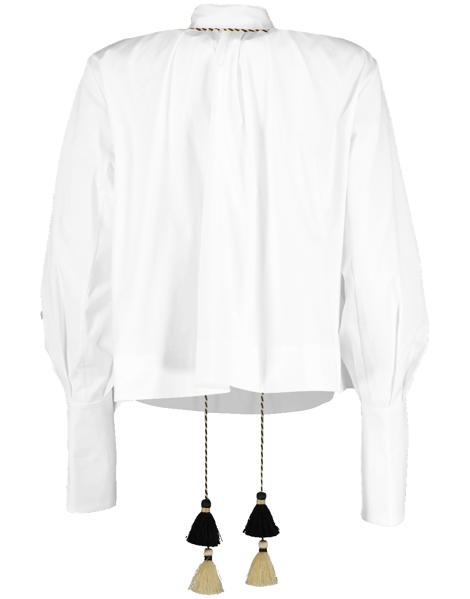 OSCAR DE LA RENTA-Tassel Cropped Blouse-