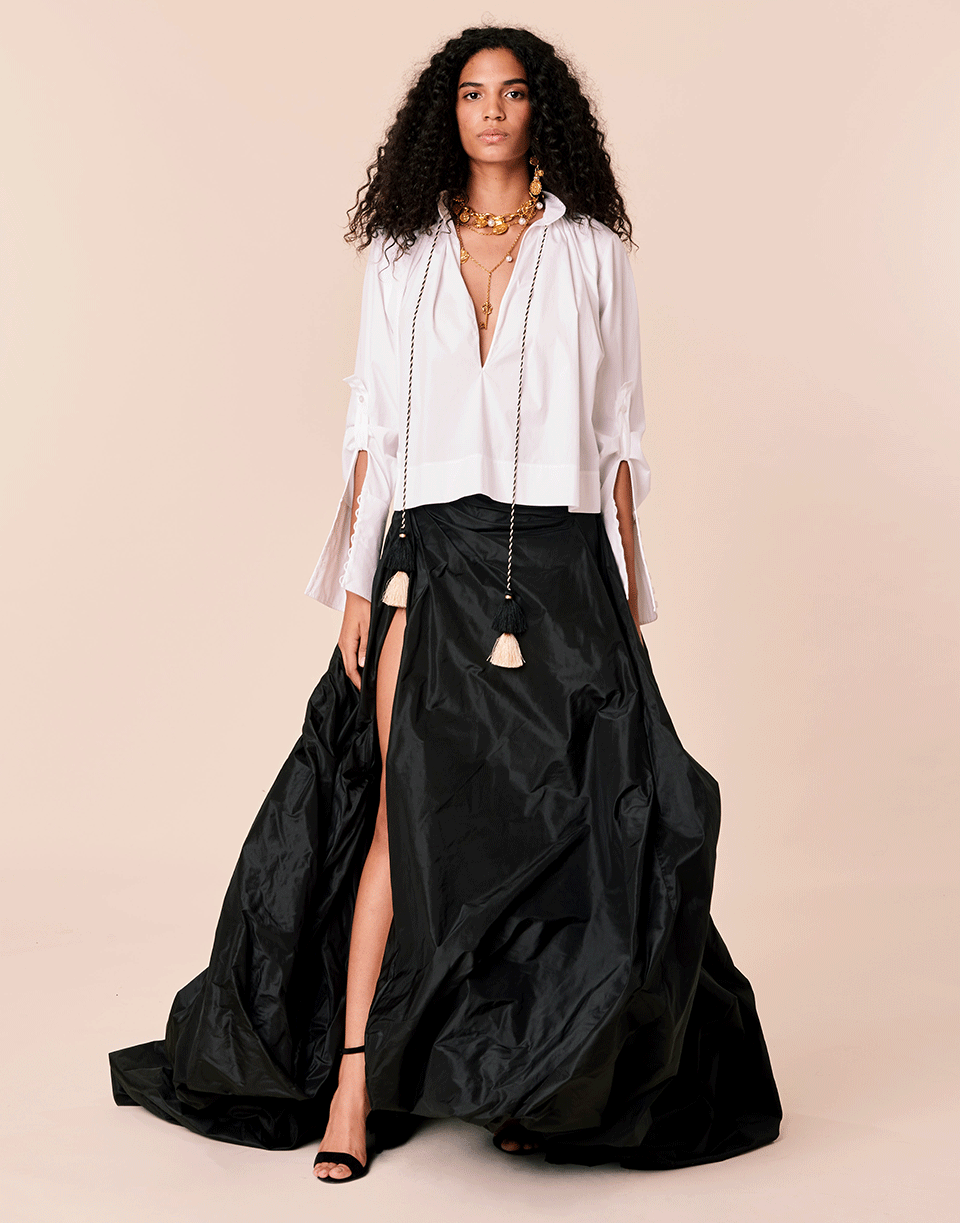 OSCAR DE LA RENTA-Tassel Cropped Blouse-