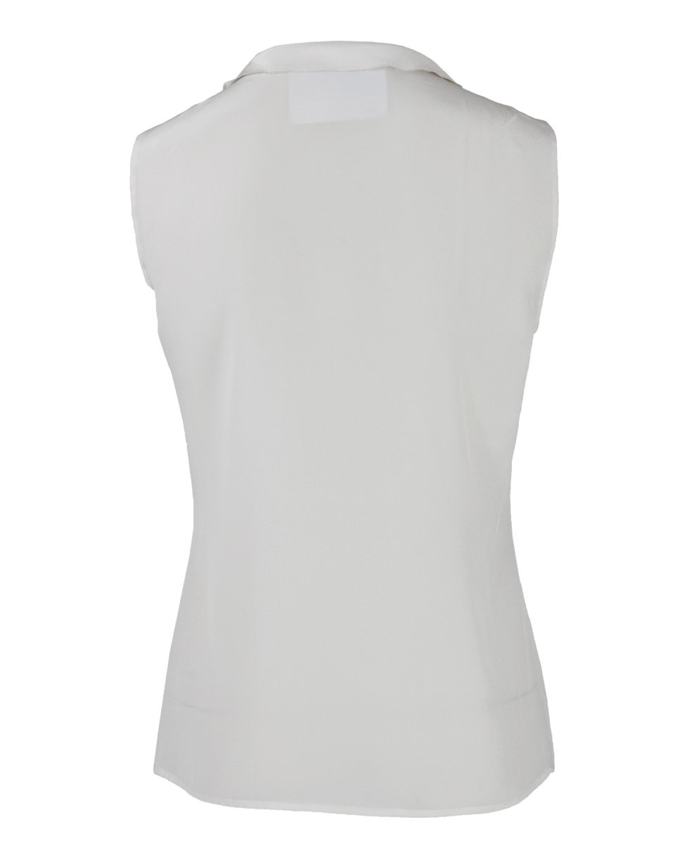 OSCAR DE LA RENTA-Sleeveless Ruffle Placket Blouse-
