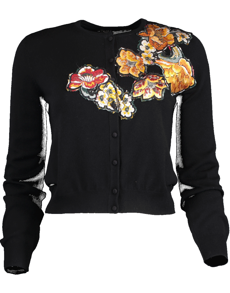 OSCAR DE LA RENTA-Jacquard Applique Cardigan-