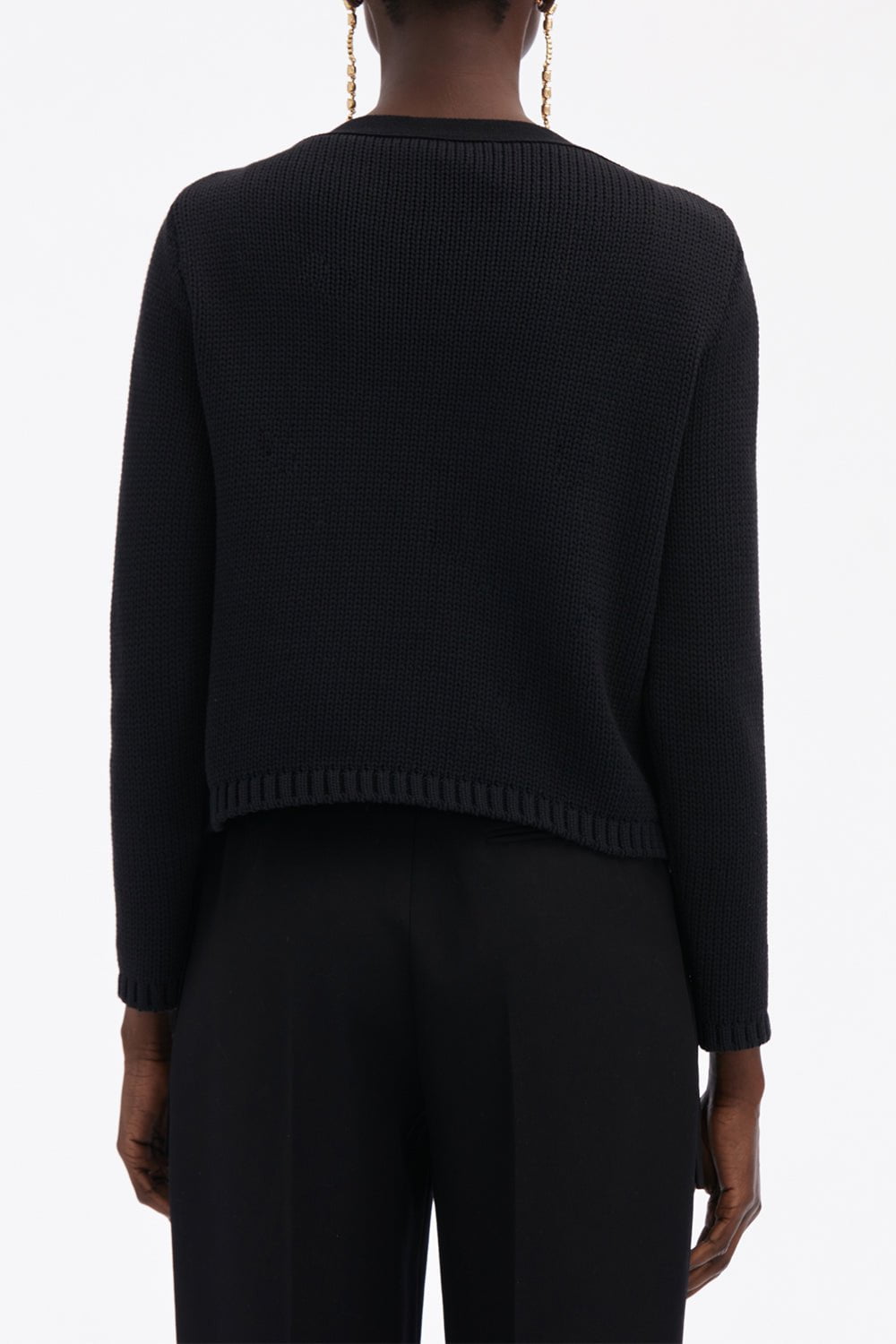 OSCAR DE LA RENTA-VNeck Lattice Embroidered Cardigan-