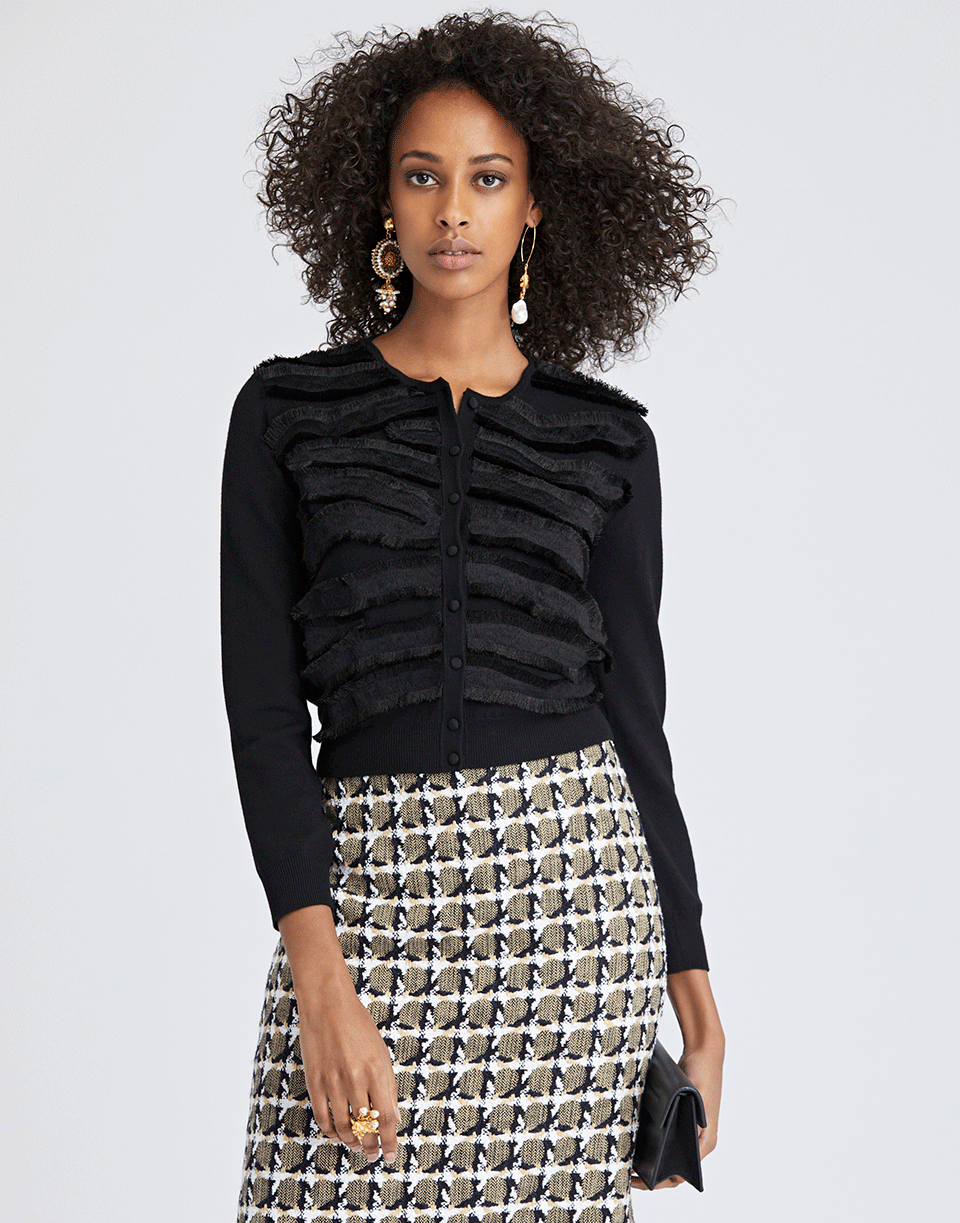 OSCAR DE LA RENTA-Zebra Embroidered Merino Cardigan-