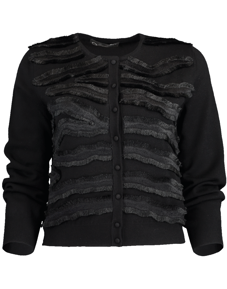 OSCAR DE LA RENTA-Zebra Embroidered Merino Cardigan-