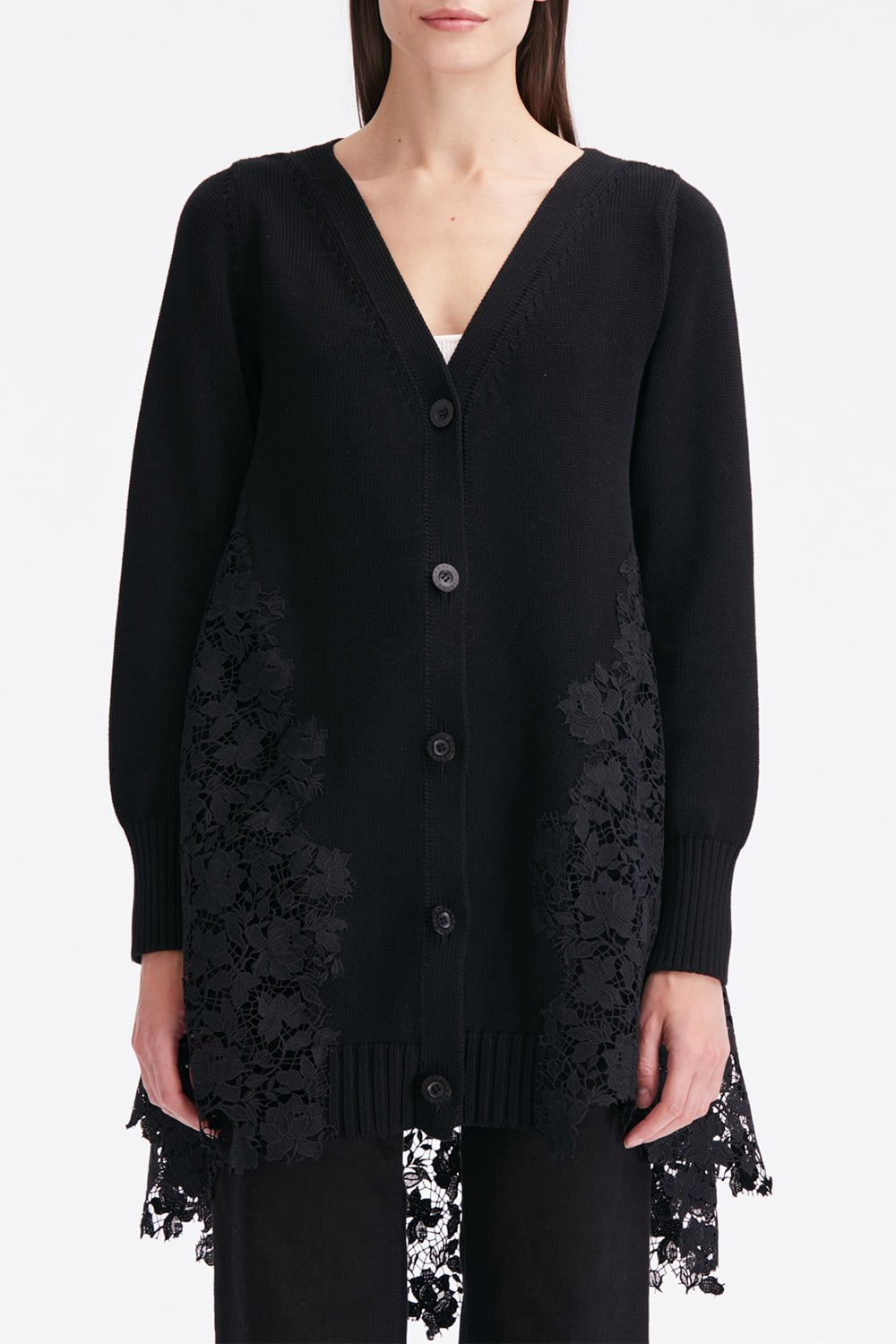 OSCAR DE LA RENTA-Gardenia Guipure Long Cardigan-
