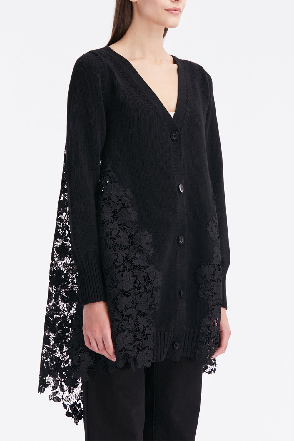 OSCAR DE LA RENTA-Gardenia Guipure Long Cardigan-