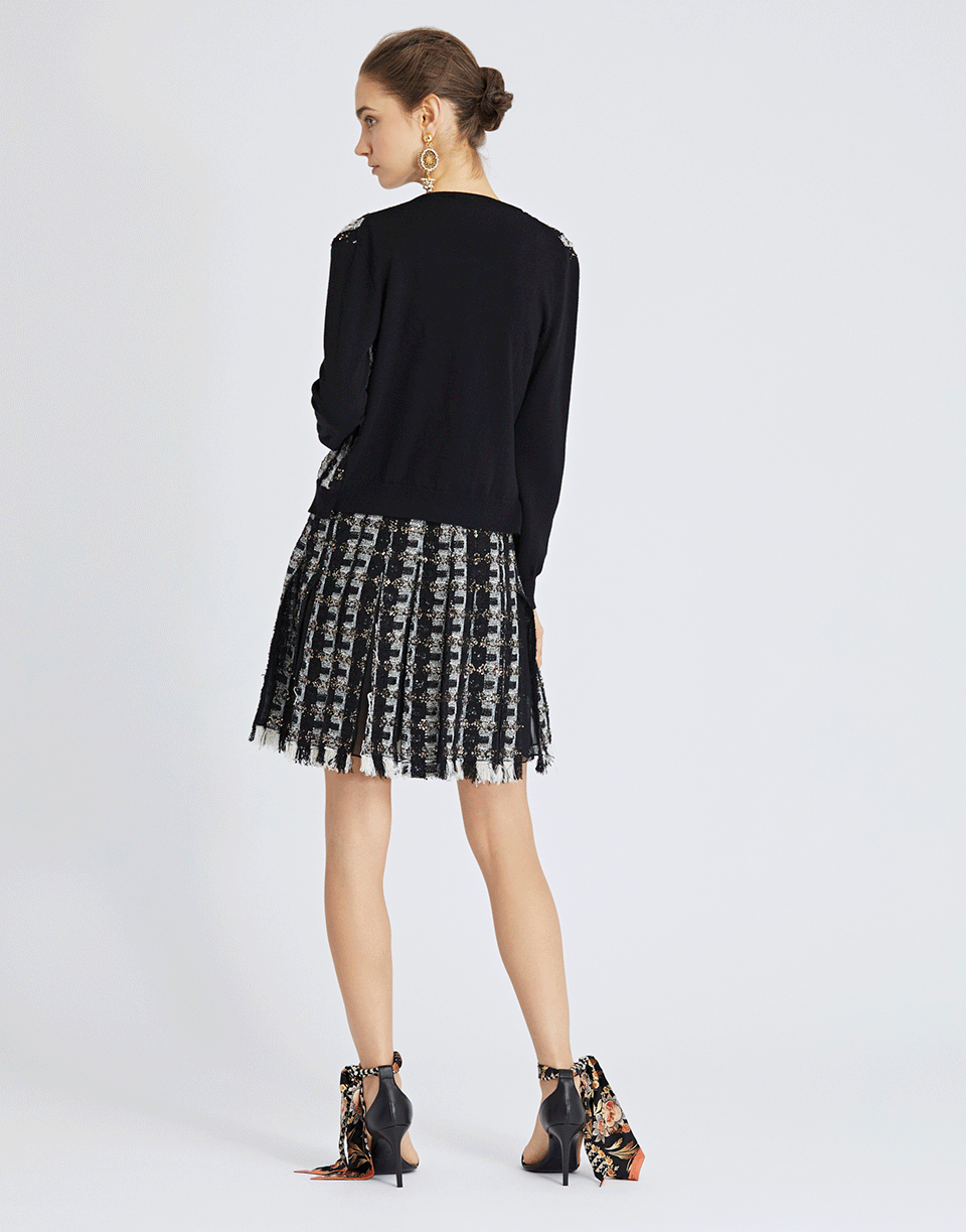 OSCAR DE LA RENTA-Tweed Crewneck Cardigan-