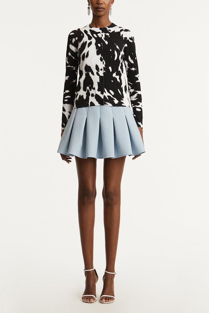 Cow Inset Cardigan-BLACK/IVORY-XS-CLOTHINGTOPCARDIGAN-OSCAR DE LA RENTA