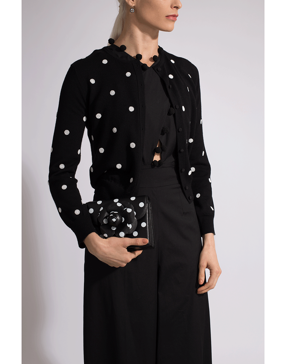 OSCAR DE LA RENTA-Sequined Polka Dot Cardigan-