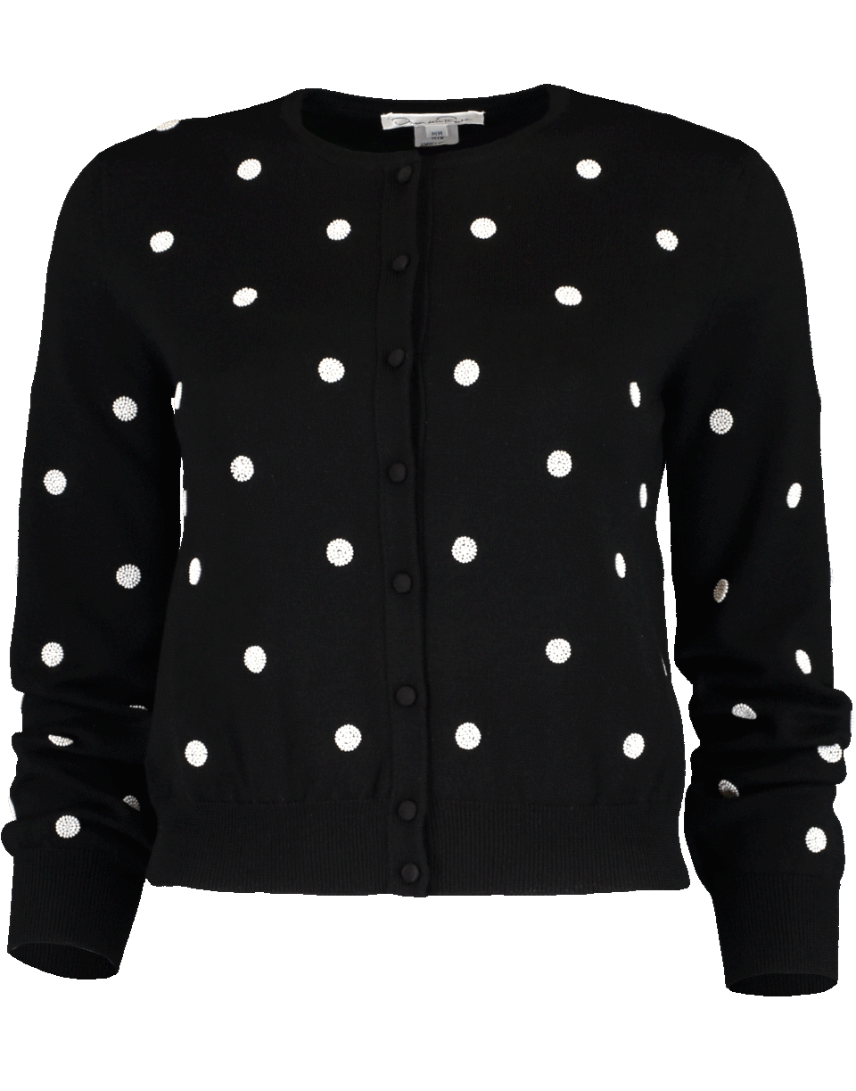 OSCAR DE LA RENTA-Sequined Polka Dot Cardigan-