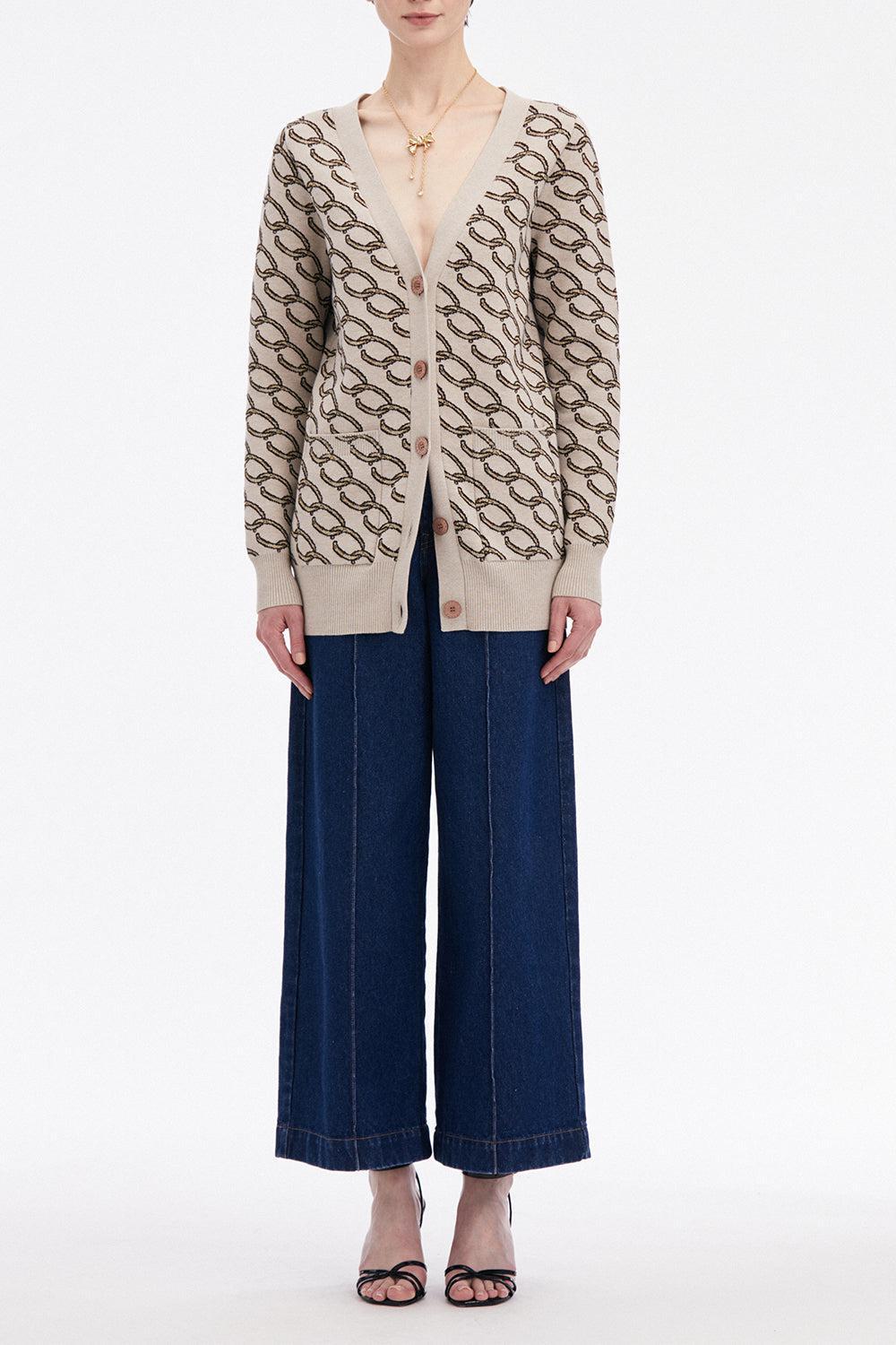 OSCAR DE LA RENTA-Oscar Chain-Link Long Cardigan-