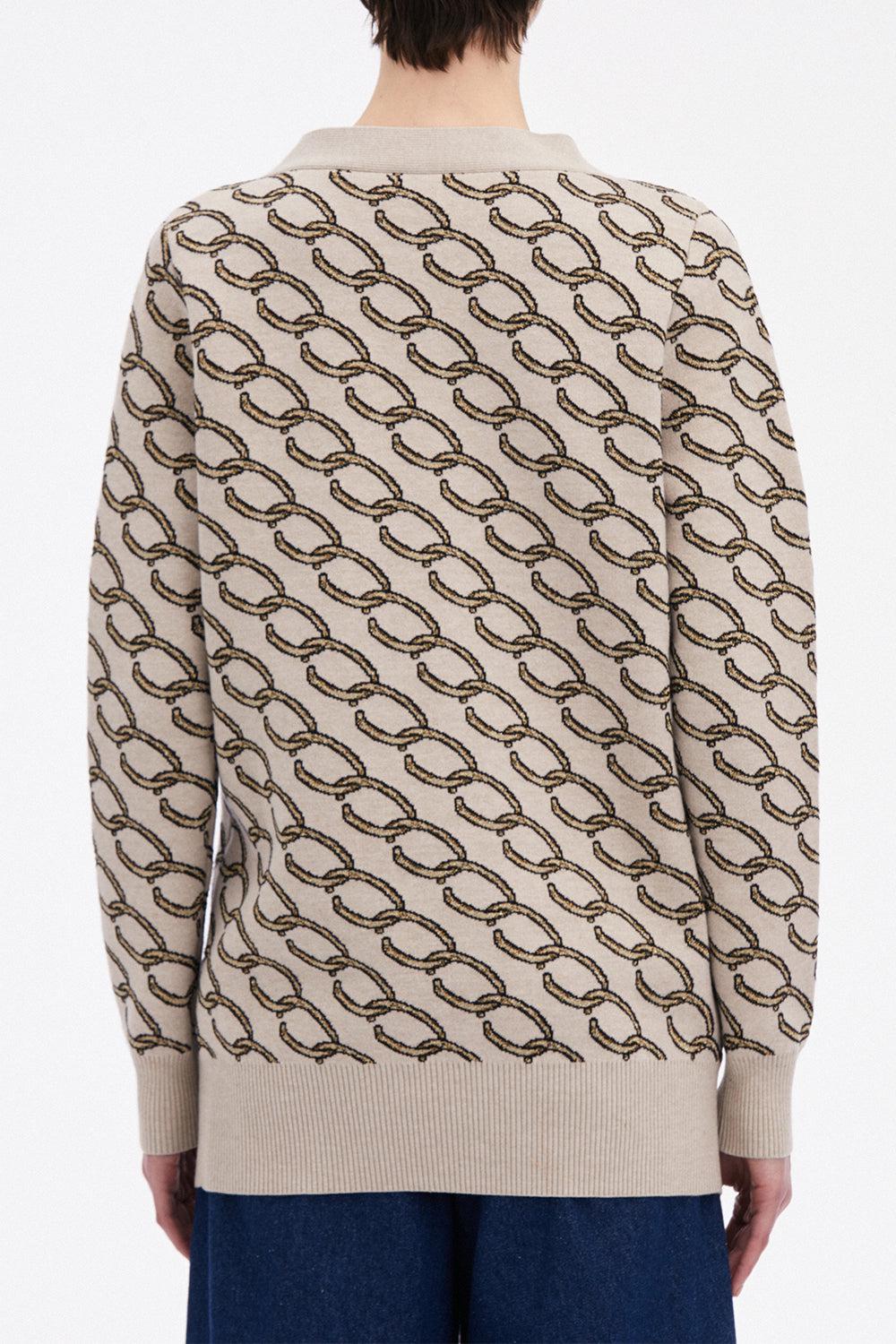 OSCAR DE LA RENTA-Oscar Chain-Link Long Cardigan-