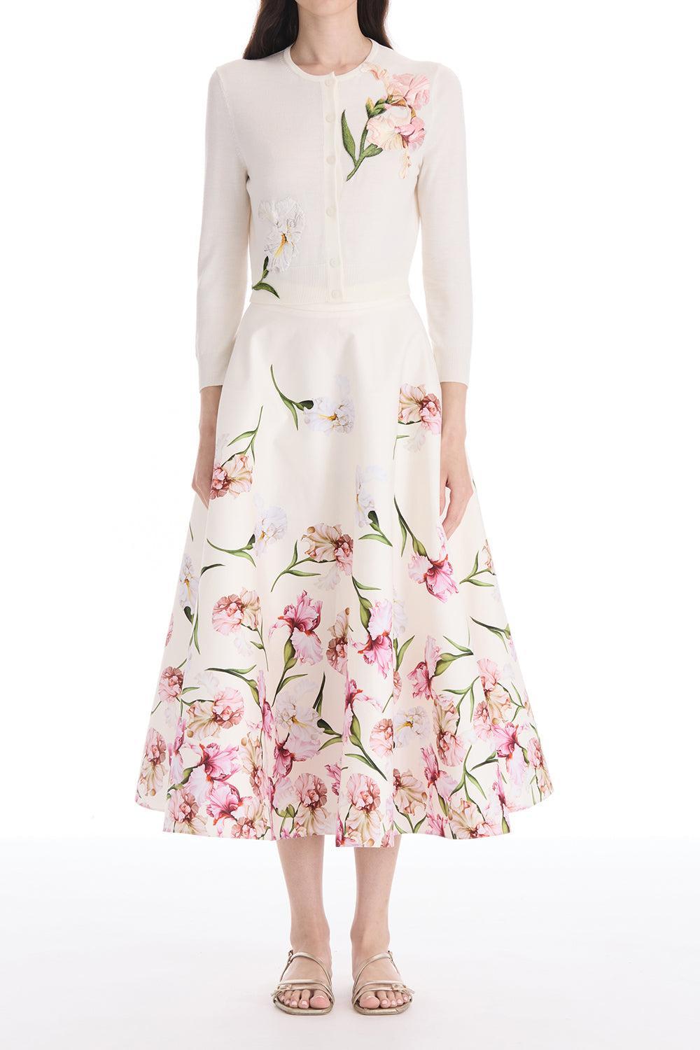  Embroidered Crysanthemum Cardigan-CREAM-XS-CLOTHINGTOPCARDIGAN-OSCAR DE LA RENTA 