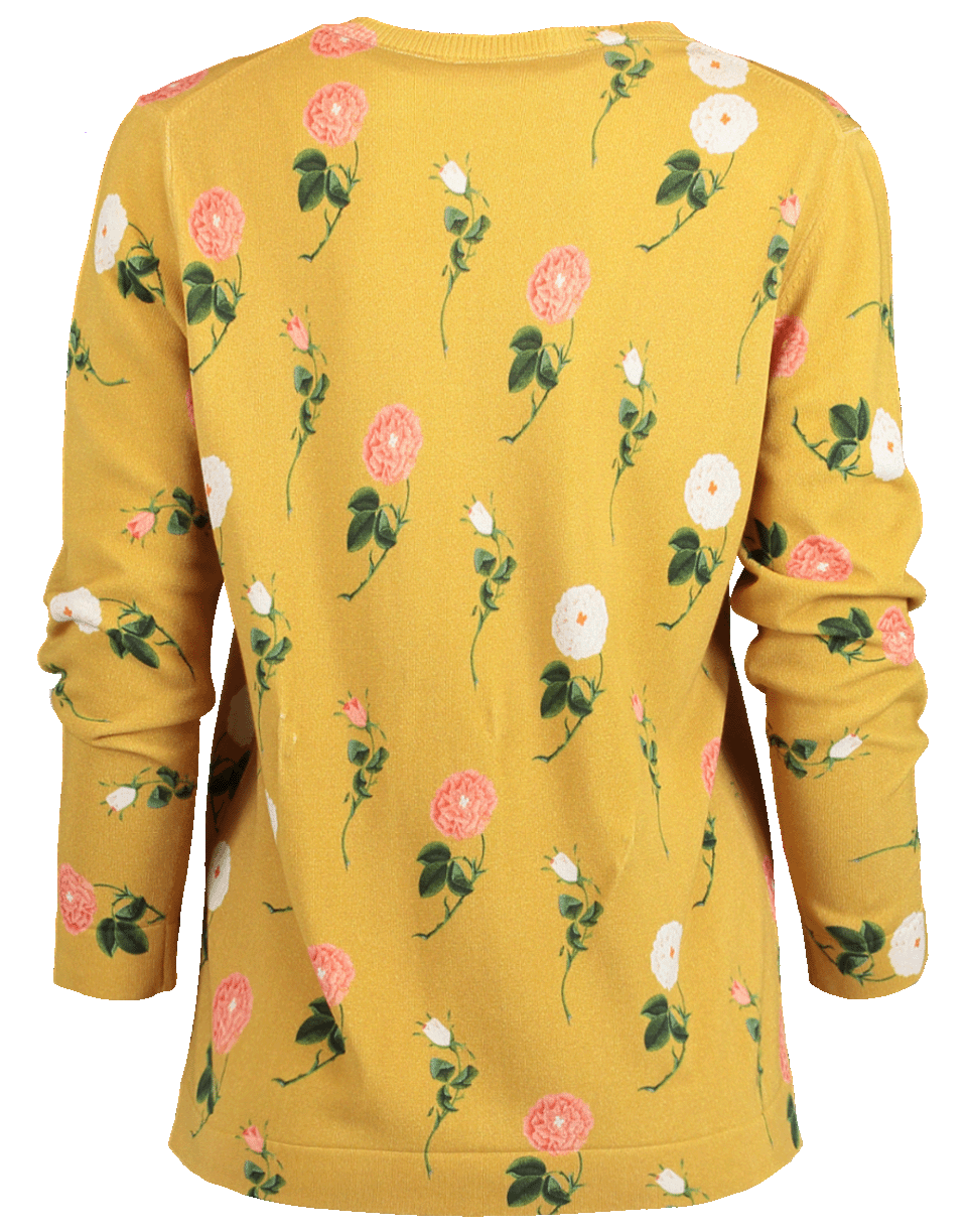OSCAR DE LA RENTA-Floral Crewneck Cardigan-